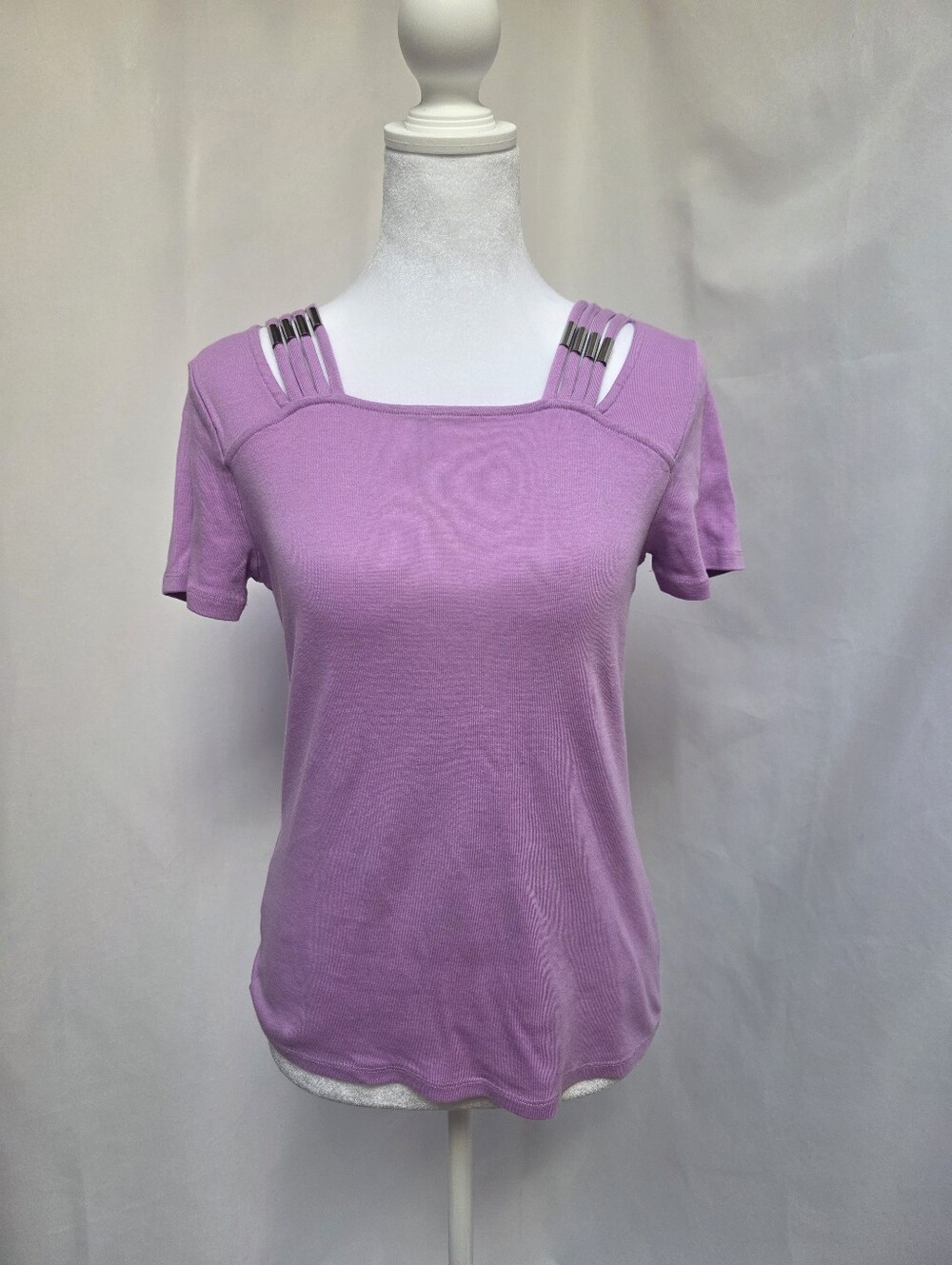 Rafaella S/P/CH Lavender Purple 100% Cotton Shoulder Cutout Top